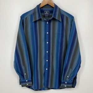 Lucky‎ Brand Long Sleeve Button Shirt Men's Size L Blue Vtg 90s Striped Gradient